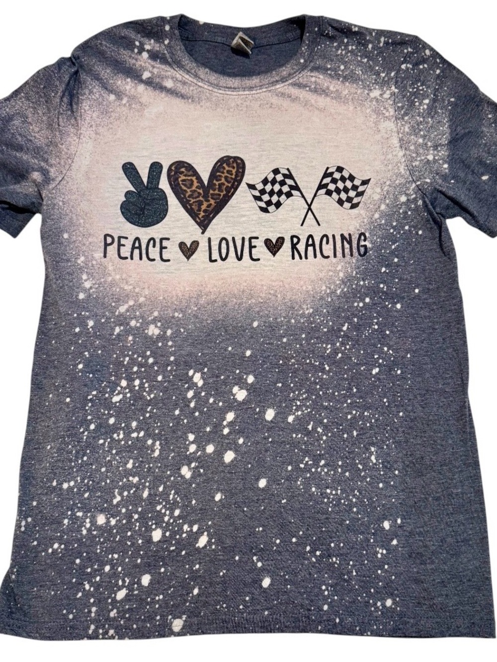 Gildan Gray & White Peace, love & racing tee ✌️ 💕 🏁 Size SMALL, worn twice, EUC!